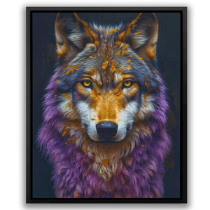a painting of a wolf with purple fur