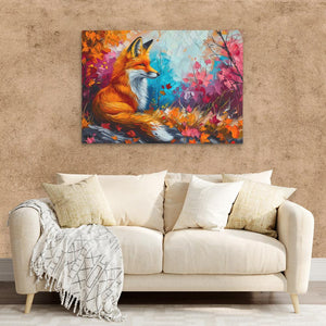 a living room with a couch and a painting on the wall