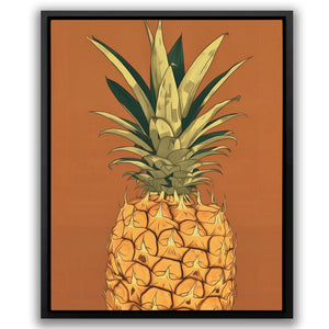 a painting of a pineapple on a brown background