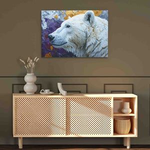 a painting of a polar bear on a wall