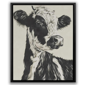 a black and white picture of a cow