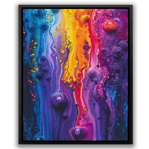 a painting of a multicolored painting with a black frame