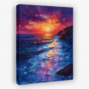 Beachside Shore Dramatic Seascape Illustration - Luxury Wall Art 