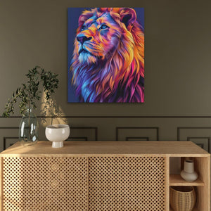 a painting of a lion on a wall