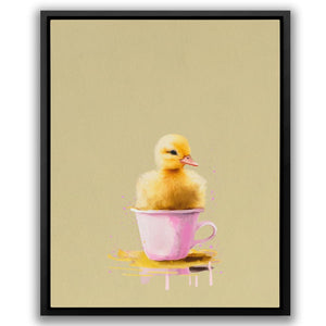 a painting of a duck in a cup