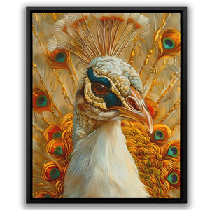 a painting of a peacock with feathers on it's head