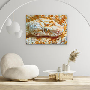 a painting of a snake on a white wall