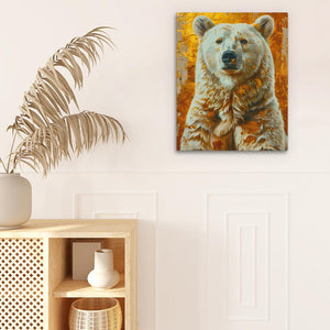 a painting of a polar bear on a wall