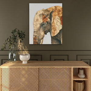 a painting of an elephant on a wall