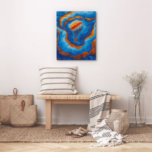 Blue Gold Hot Air Balloon Abstract Wall Art - Luxury Wall Art 