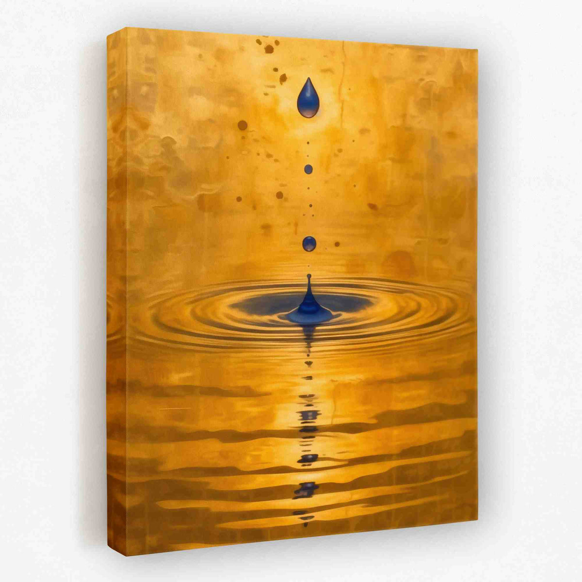 a painting of a drop of water on a yellow background
