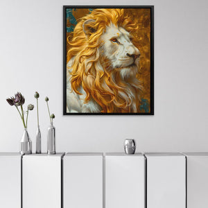 a painting of a lion on a wall