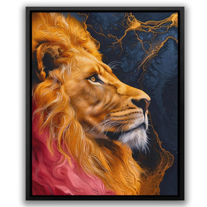 a painting of a lion with long hair