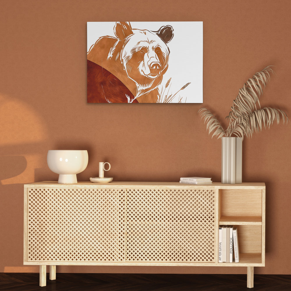 a painting of a bear on a white wall