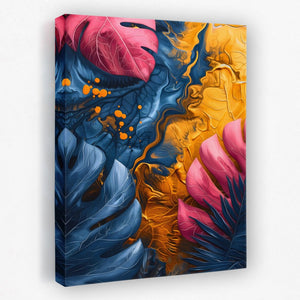 a painting of colorful flowers on a white wall