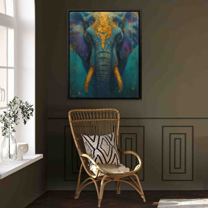 Ivory Sentinel - Blue Elephant of the Wild Print - Luxury Wall Art 