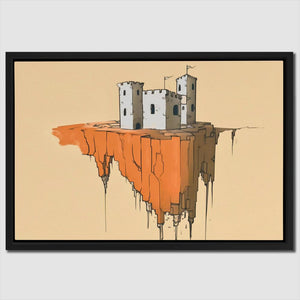 a painting of a castle on a cliff