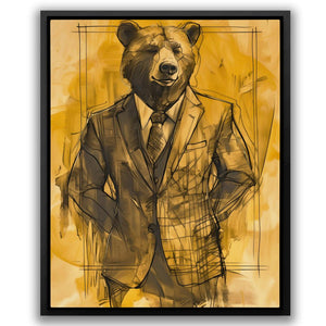 a drawing of a bear in a suit