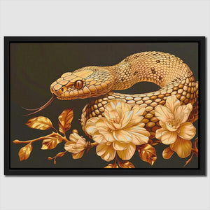 a painting of a snake on a black background