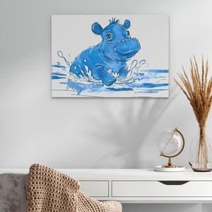 a picture of a blue hippo in the water