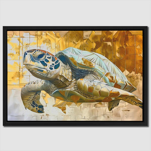 a painting of a turtle in a frame