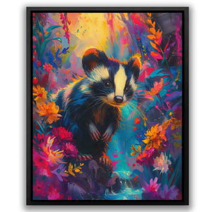 a painting of a small animal surrounded by flowers