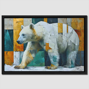 a painting of a polar bear on a wall