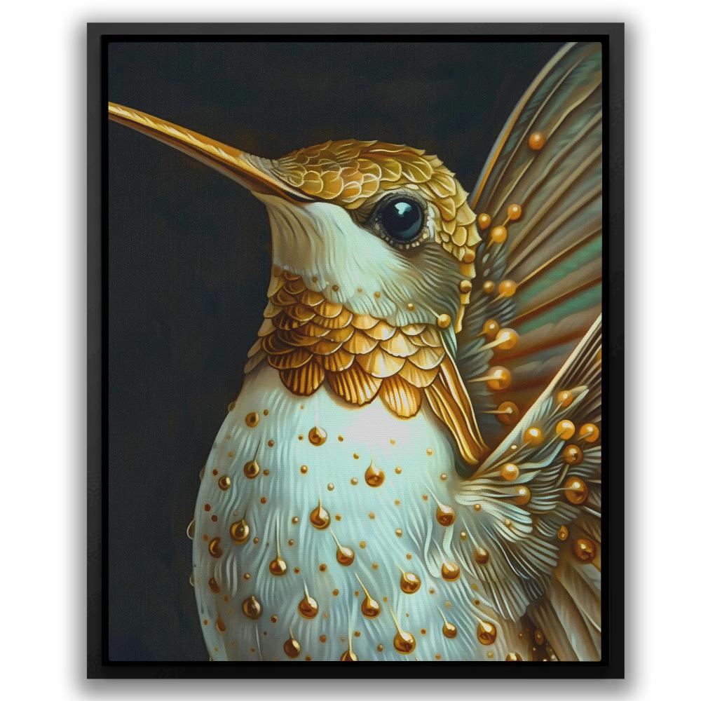 a painting of a hummingbird on a black background