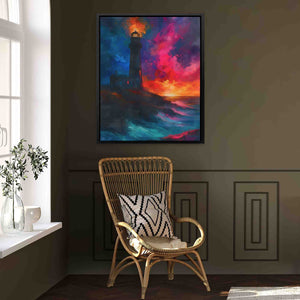 a room with a chair and a painting on the wall