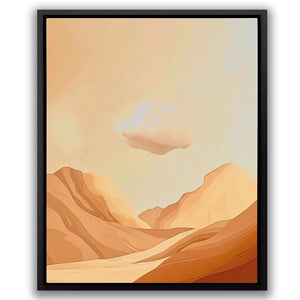 a painting of a desert landscape with a cloud in the sky