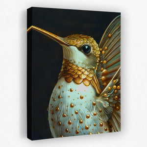 a painting of a hummingbird on a black background