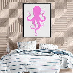 Pink Dancing Octopus: Whimsical Marine Canvas Art - Luxury Wall Art 