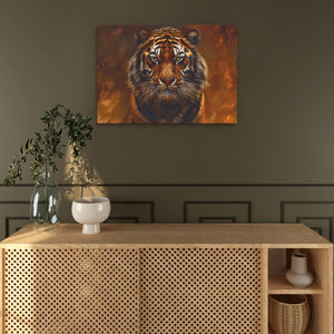 a painting of a tiger on a wall