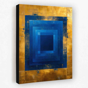 a painting of a square with a blue center