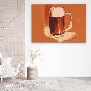 a painting of a mug of beer on a wall