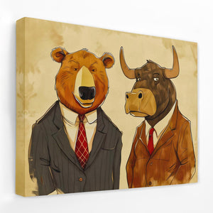 a painting of a bear and a bear in suits