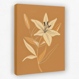 a painting of a flower on a brown background