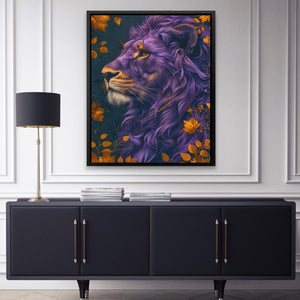 a painting of a lion in a room