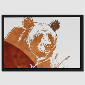 a painting of a brown bear with a white background