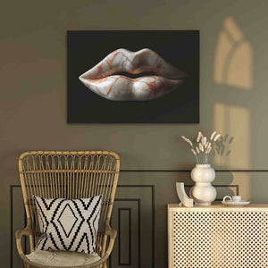 a painting of a woman's lips on a wall