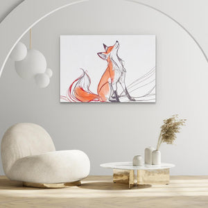 a drawing of a fox sitting on top of a table