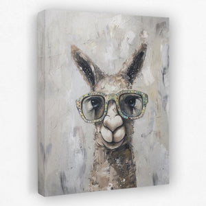 a painting of a llama wearing glasses