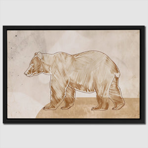 a drawing of a bear on a beige background