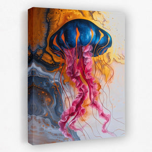 a painting of a jellyfish floating in the water