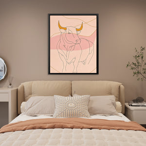 Bull and Line Pastel Minimalist Animal Art - Luxury Wall Art 