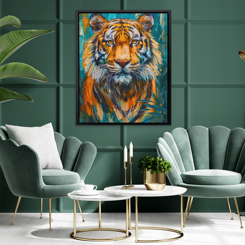 a painting of a tiger on a canvas