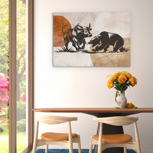 a table with two chairs and a vase with flowers on it