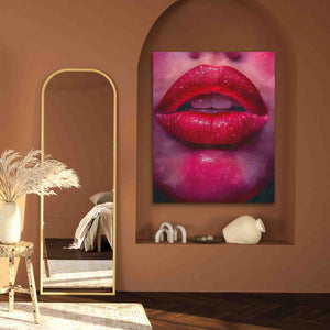 a painting of a woman's lips on a wall