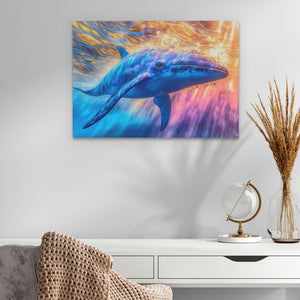 a painting of a dolphin on a wall