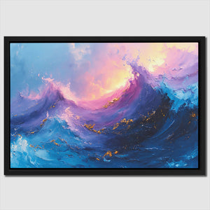 a painting of a blue and purple wave